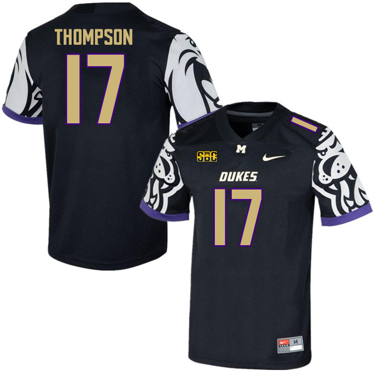 Men-Youth #17 Taylor Thompson James Madison Dukes College Football Jerseys Stitched Sale-Black